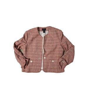 Laura Scott Silk Blend Blazer Jacket Womens 14 Red White Light Academia Twee